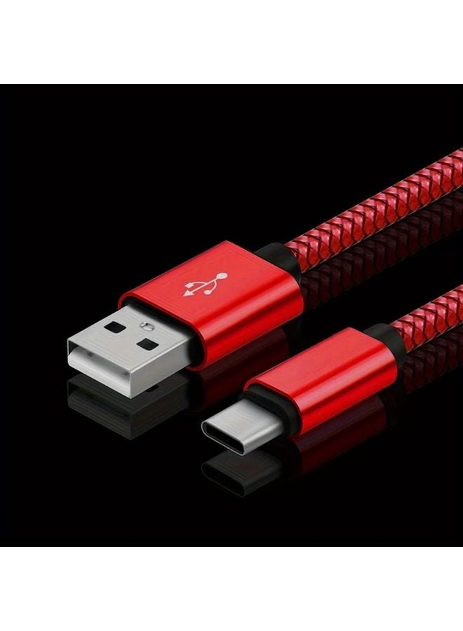 Red 78 74 Inch 60W Fast Charging USB A to Type C Nylon Braided Cable for Galaxy S22 S21 Note 20 Pixel - Image 1